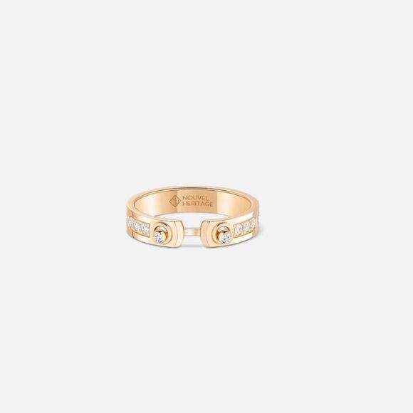 Nouvel Heritage Tuxedo Ring in Rose Gold with Diamonds - Picture 3 of 10